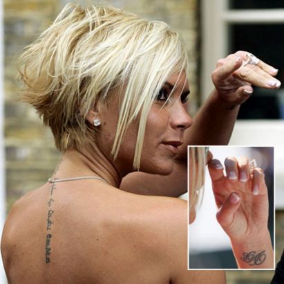 Victoria Caroline Beckham Wrist And Back Tattoo